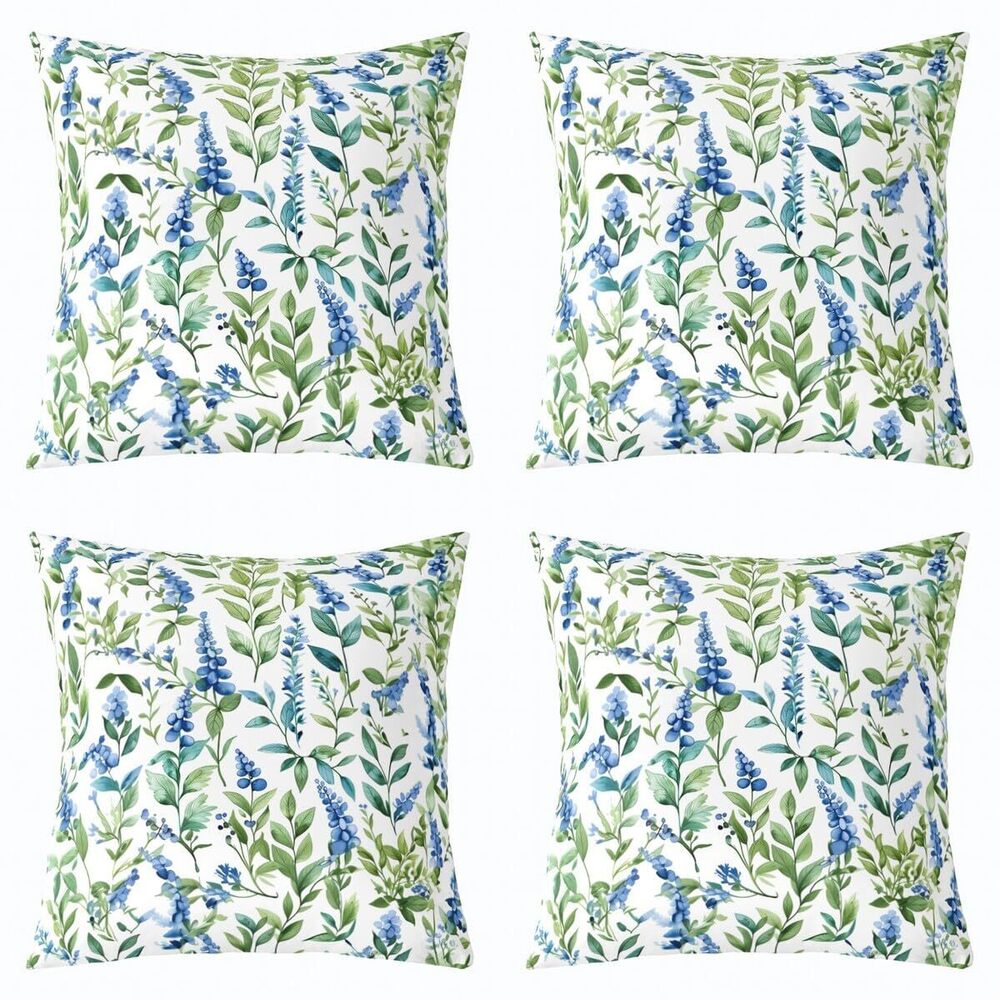 6242 Campanula Square Cushion Covers Set of 4 18 x 18-Inch Garden Plants